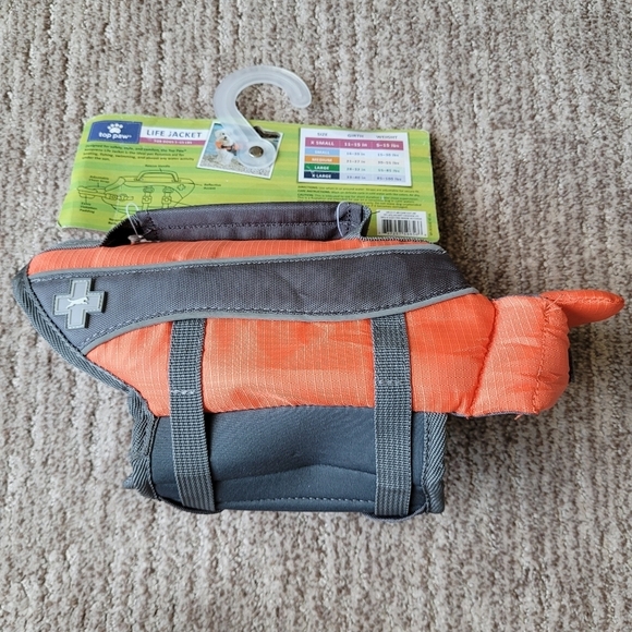 NWT HOT PAW DOG LIFE JACKET with RESCUE HANDLE 5 - 15 LBS XS ORANGE & GREY - Picture 2 of 14